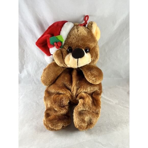 Plush Bear Christmas Stocking Reversible Pouch Smithy Brand Vintage 1990s - Picture 2 of 8